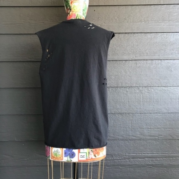 Costume Baldor Rose Thorns Floral Ribs Distressed Muscle Tank Tee - Picture 7 of 9